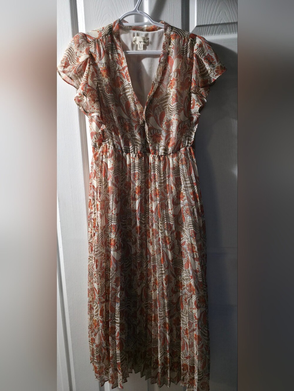 4/$97 Deal! The Korner Maxi Dress with Orange Floral Print and V-Neck